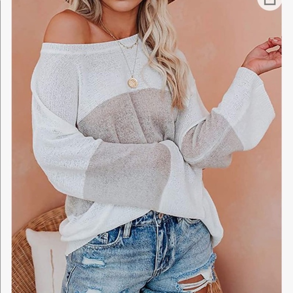 Crewneck Colorblock Lightweight Knit Sweater